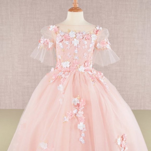 NEW DRESS FOR FORMAL OCCASIONS EMBROIDERED WITH FLORAL LACE FOR KIDS GL GK107 - Picture 3 of 12